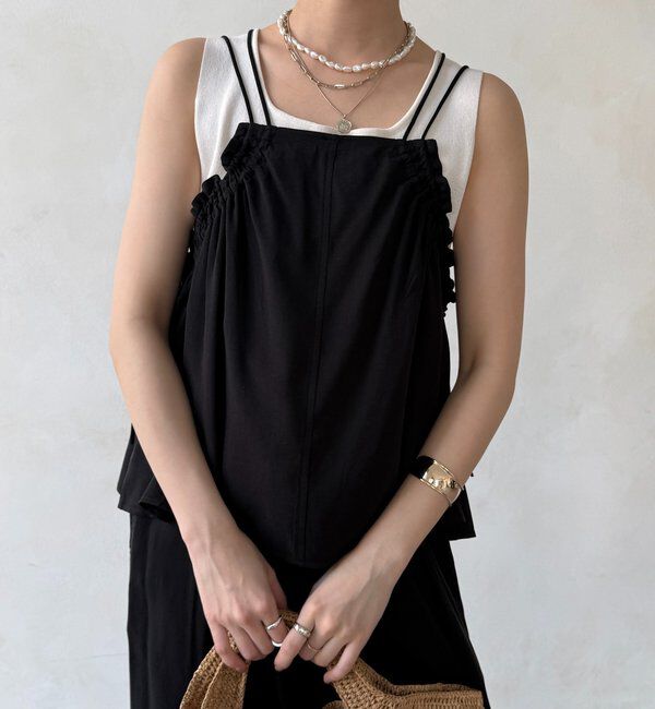  「【セットアップ可能】リヨセルツイルフリルキャミ」|シャツ・ブラウス|