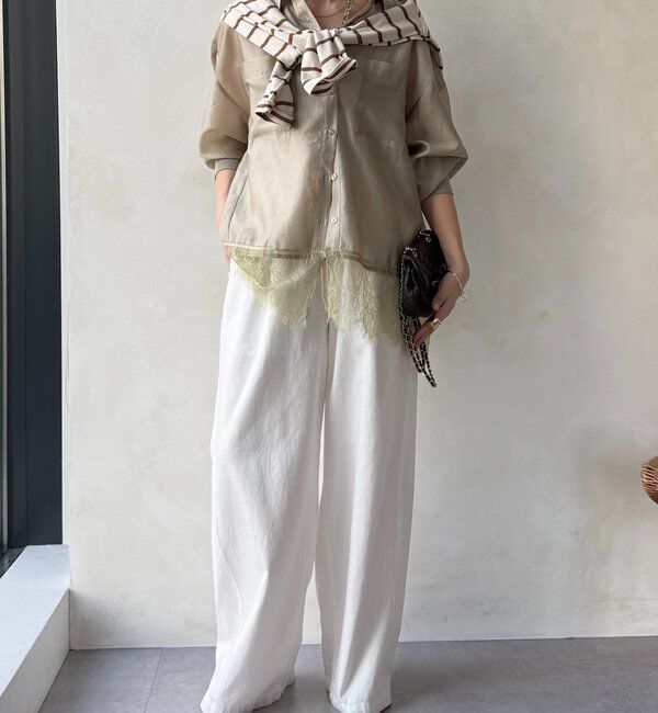  「裾レース切替シアーシャツ」|シャツ・ブラウス|