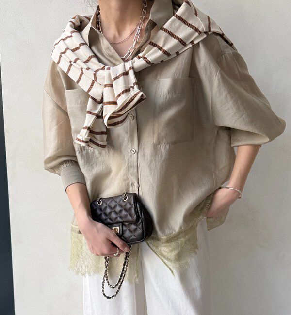  「裾レース切替シアーシャツ」|シャツ・ブラウス|