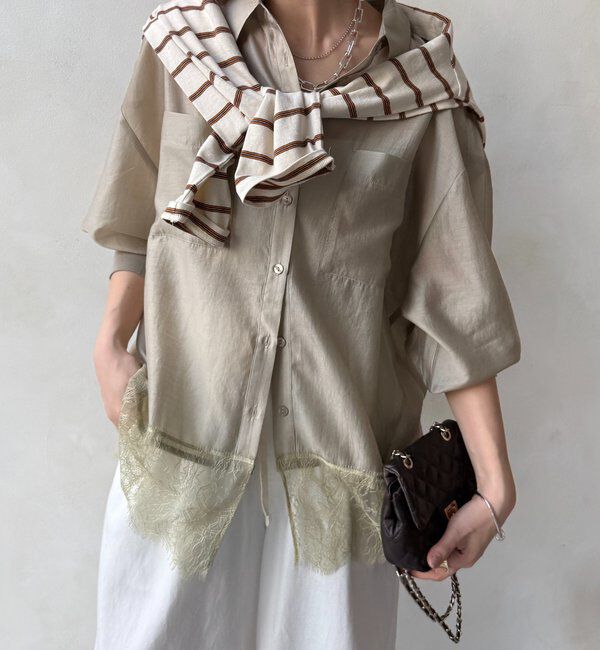  「裾レース切替シアーシャツ」|シャツ・ブラウス|