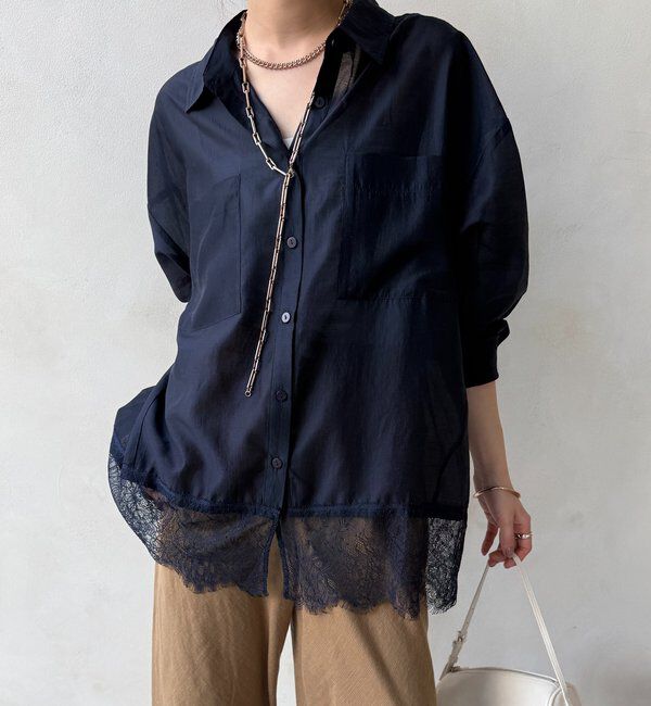  「裾レース切替シアーシャツ」|シャツ・ブラウス|