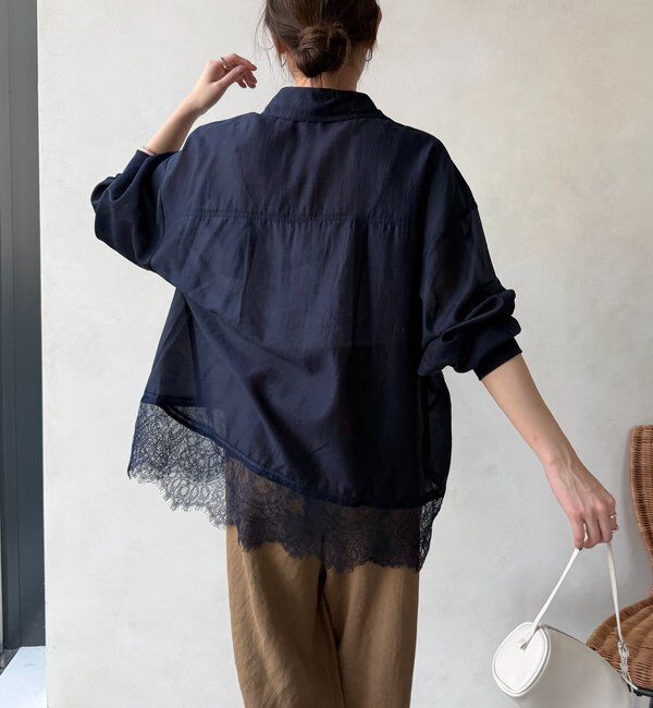  「裾レース切替シアーシャツ」|シャツ・ブラウス|