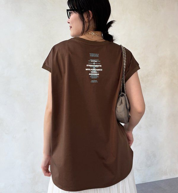  「【WEB限定】前後ロゴフレンチスリーブTEE」|Tシャツ・カットソー|ブラウン