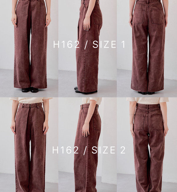  「【3サイズ】デニムタックワイドパンツ」|デニム|