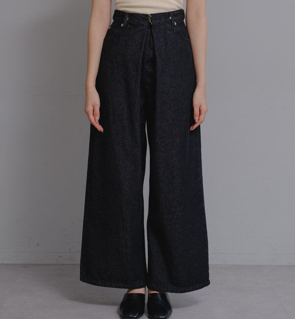  「【3サイズ】デニムタックワイドパンツ」|デニム|