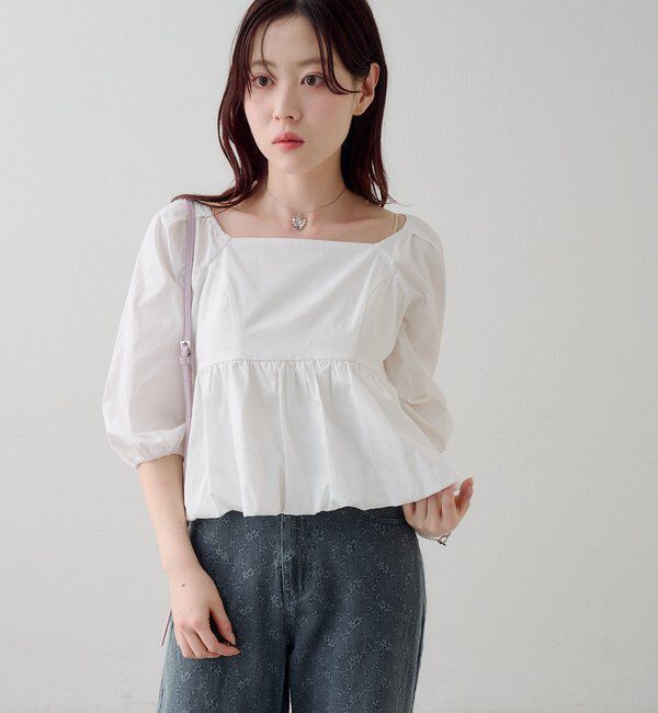  「【花柄&無地】フラワーバルーンブラウス」|シャツ・ブラウス|
