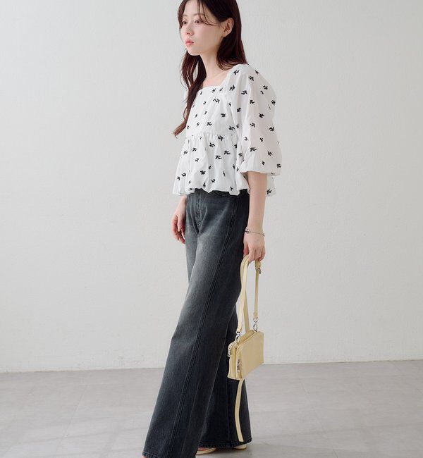  「【花柄&無地】フラワーバルーンブラウス」|シャツ・ブラウス|