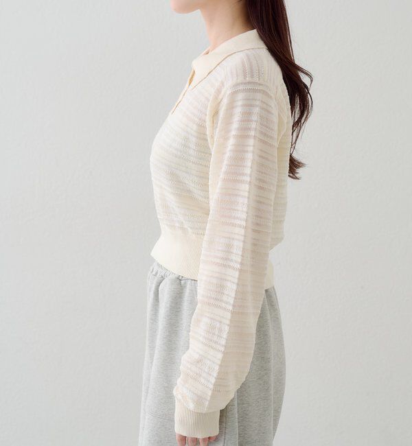  「ボーダーシアーポロニット」|ニット・セーター|