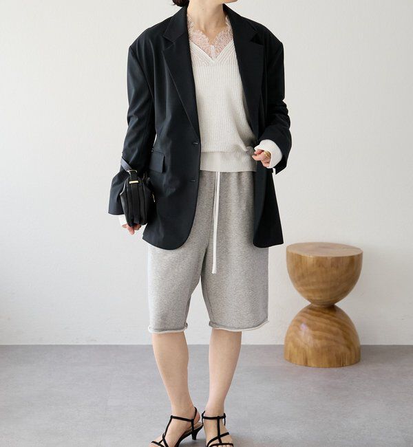 「【こなれ感抜群/接触冷感機能付き】ワイドショルダージャケット」|テーラードジャケット|