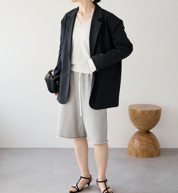  「【こなれ感抜群/接触冷感機能付き】ワイドショルダージャケット」|テーラードジャケット|