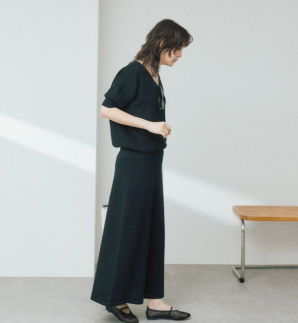  「【手洗い可能】ギマコットン片畦Vネックニット」|ニット・セーター|