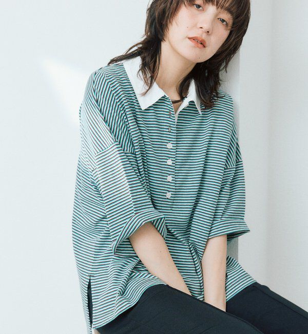  「予約【レトロな雰囲気に】マルチボーダーポロ」|Tシャツ・カットソー|