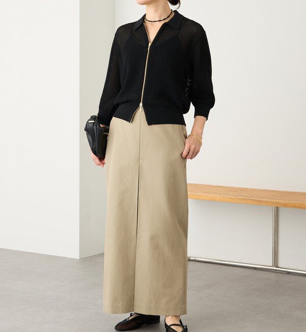  「予約【抜け感】ZIPポロメッシュニット」|カーディガン|