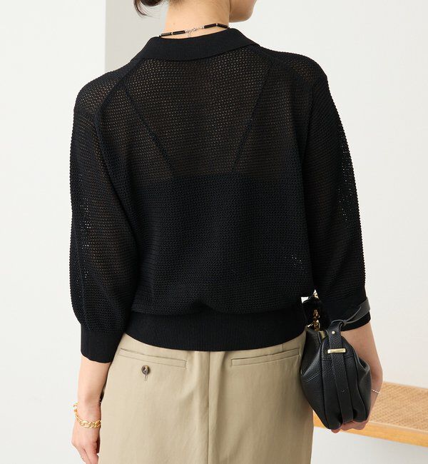  「予約【抜け感】ZIPポロメッシュニット」|カーディガン|