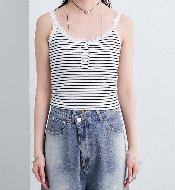  「パット付きボーダーキャミ」|キャミソール|