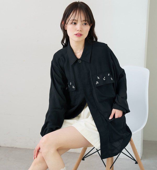  「ポケットビジューカバーオール」|ブルゾン・スタジャン|