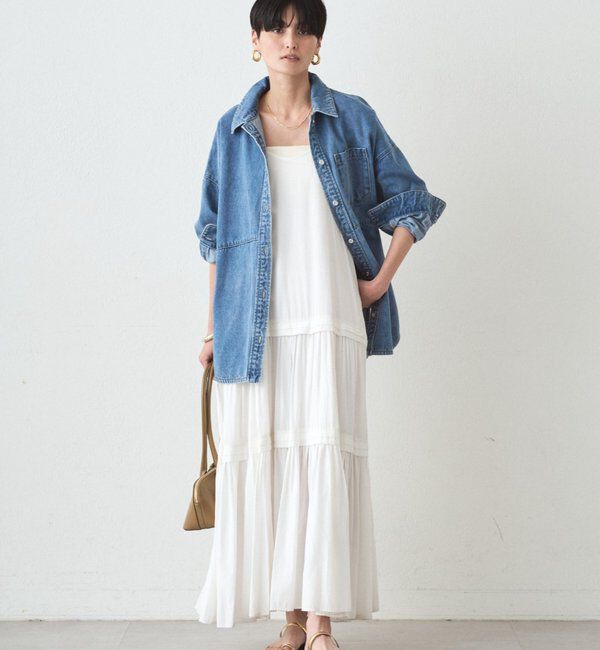  「サテンティアードキャミワンピース」|ワンピース|