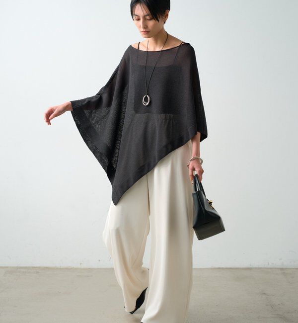  「【JAPAN MADE】アシメニットポンチョ」|ニット・セーター|