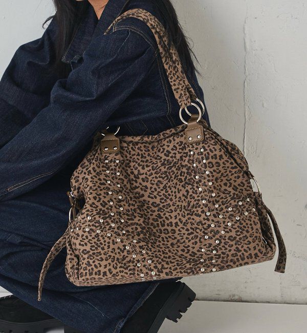  「STUDDED BOSTON BAG」|トートバッグ|ブラウン