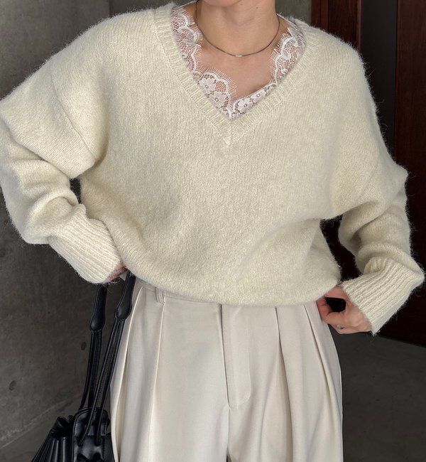  「レーストリミングニット」|ニット・セーター|