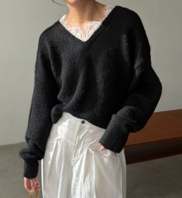  「レーストリミングニット」|ニット・セーター|