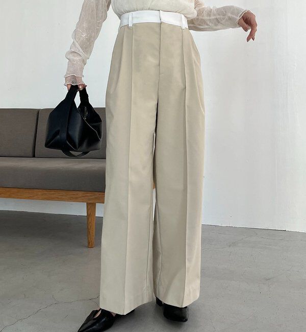  「〈C.L〉バイカラーウエストパンツ」|チノ|ベージュ