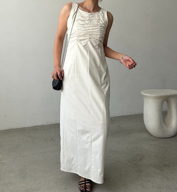  「ギャザーノースリワンピース」|ワンピース|