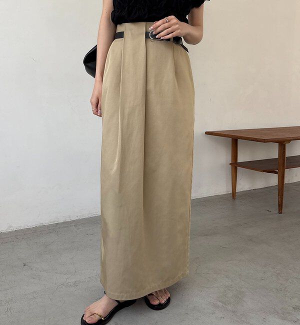  「【主役級スカート/低身長サイズあり】アシメタックベルト付スカート」|スカート|ベージュ