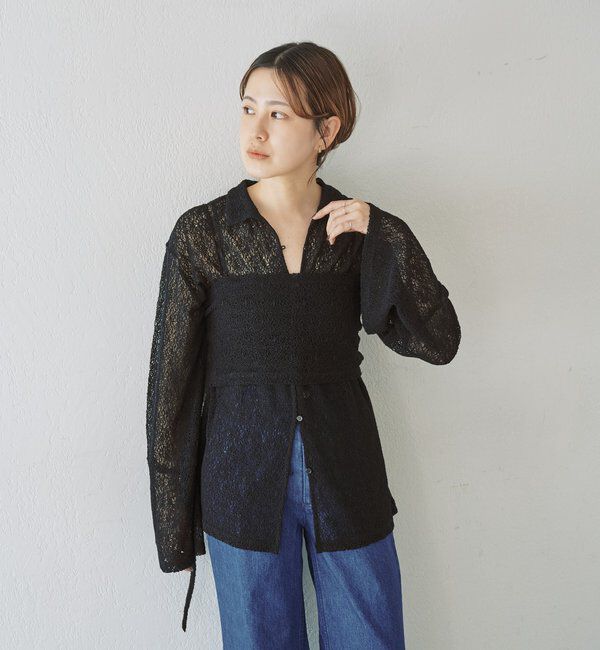  「絡みレースシャツ&times;ビスチェSET」|Tシャツ・カットソー|ブラック