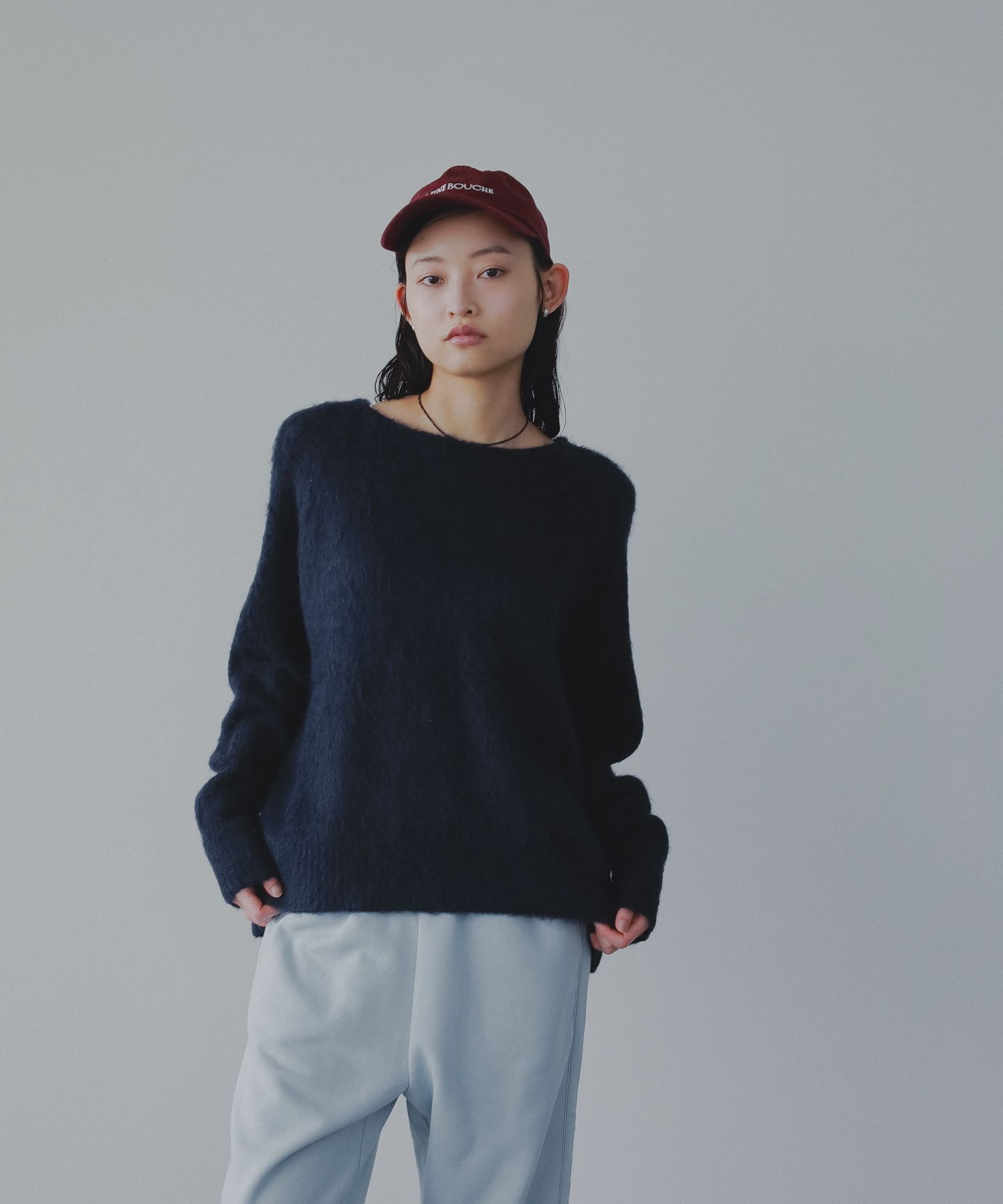 A part by 「【WEB限】シャギーニットプルオーバー」|ニット・セーター|ネイビー