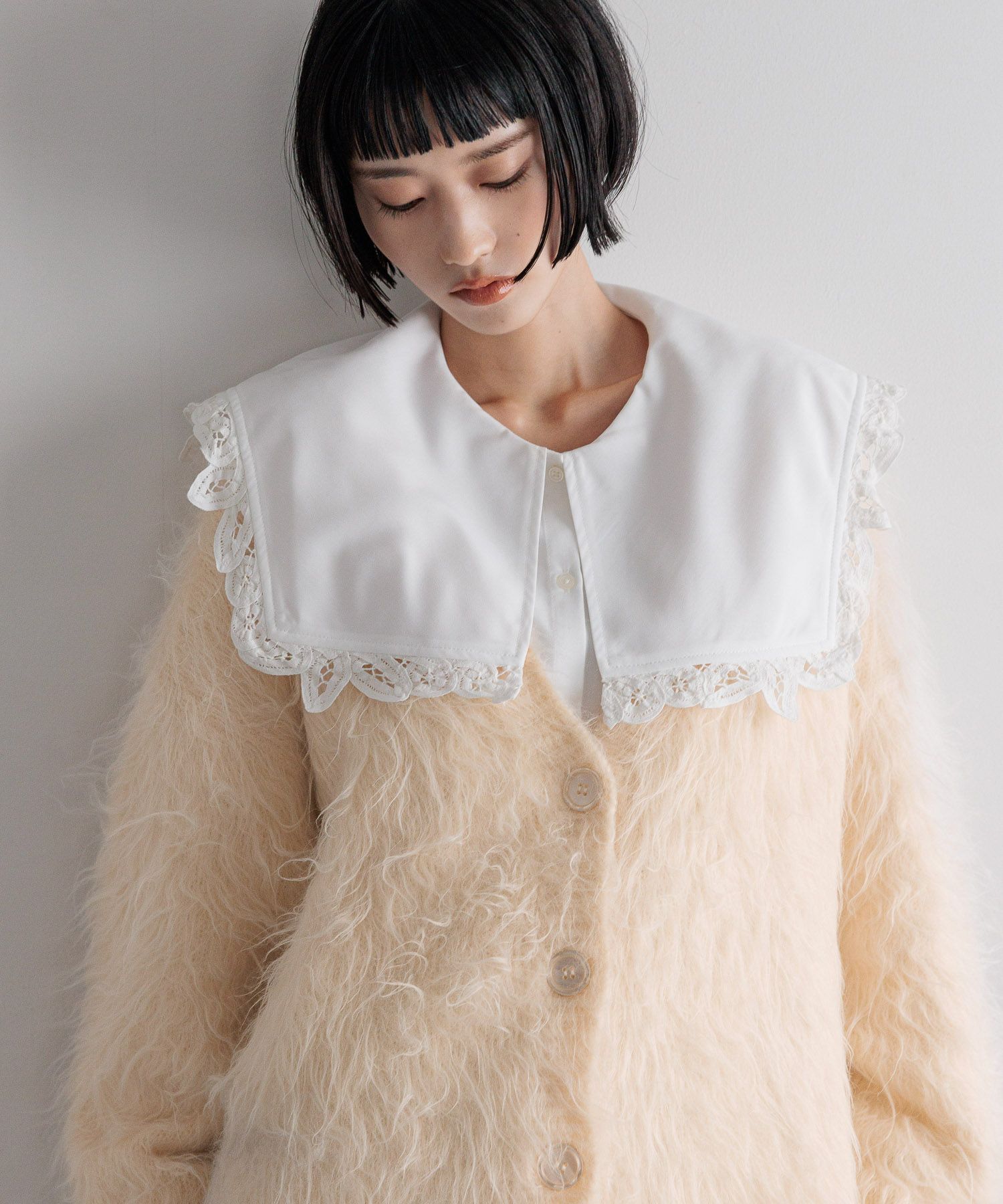 LOWRYS FARM「シャギーロングVカーディガン」|ニット・セーター|