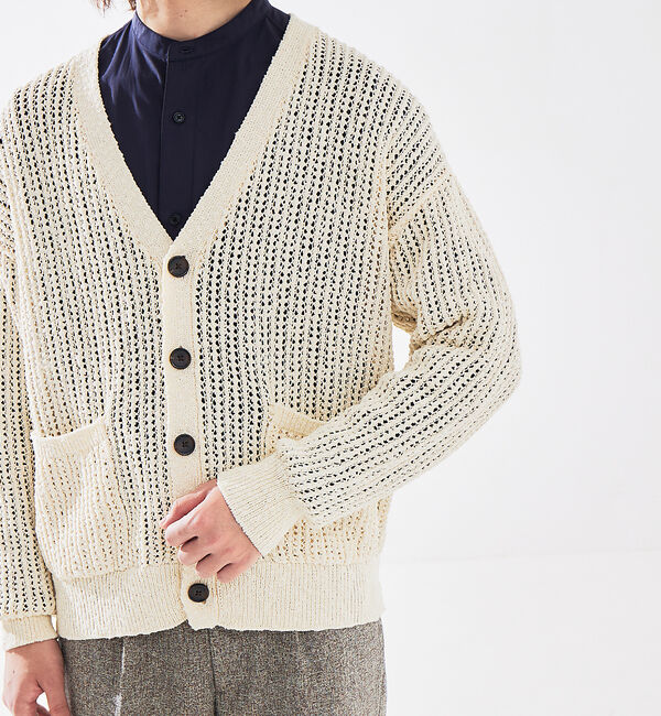 ABAHOUSE「【透かし編み】スラブ ニットカーディガン」|カーディガン|