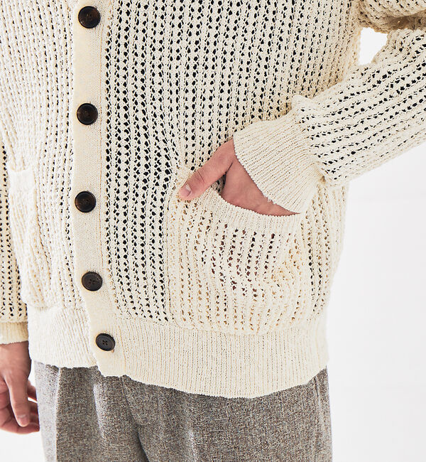 ABAHOUSE「【透かし編み】スラブ ニットカーディガン」|カーディガン|