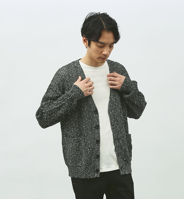 ABAHOUSE「【透かし編み】スラブ ニットカーディガン」|カーディガン|