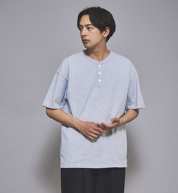 ABAHOUSE「【グッドウェア】USAコットン ヘンリーネック ショートスリーブ Tシャツ」|Tシャツ・カットソー|グレー