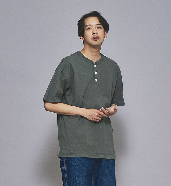 ABAHOUSE「【グッドウェア】USAコットン ヘンリーネック ショートスリーブ Tシャツ」|Tシャツ・カットソー|