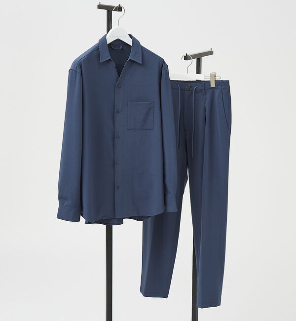 ABAHOUSE「2点セット【WEB限定】セットアップ / スキッパーシャツ&イージーパンツ /」|シャツ・ブラウス|ネイビー