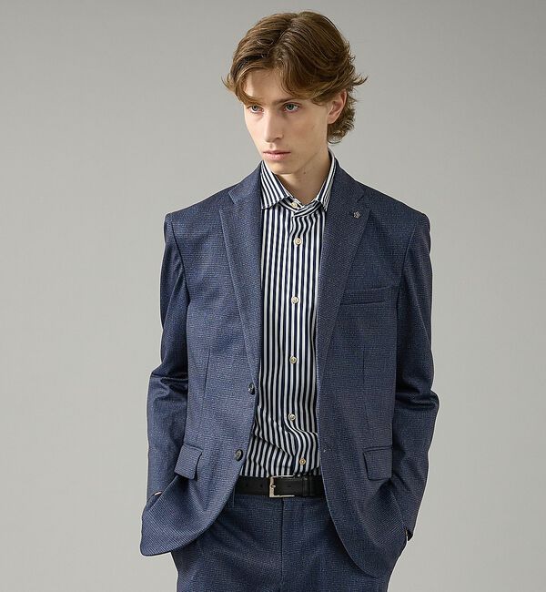 ABAHOUSE「【セットアップ対応】チェック柄 ライトポンチ ジャケット / FLEX JACK」|テーラードジャケット|ダークネイビー