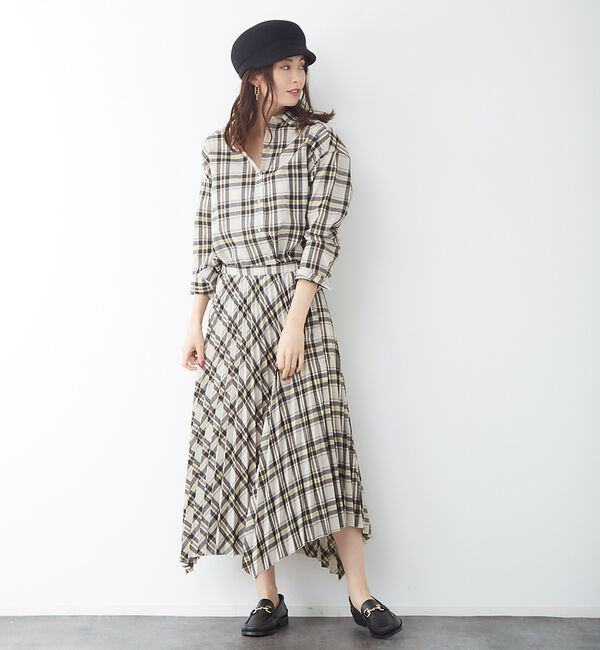 Rouge vif「ランダムヘムプリーツチェックスカート」|スカート|