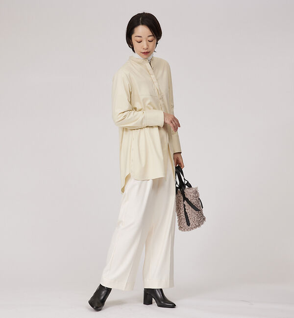 qualite「サイドボタンドレープブラウス」|シャツ・ブラウス|