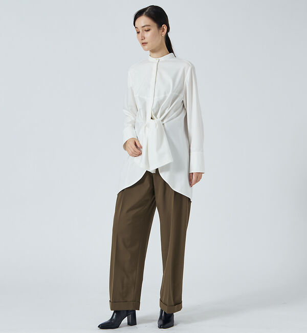 qualite「サイドボタンドレープブラウス」|シャツ・ブラウス|