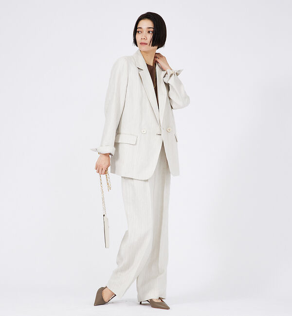 qualite「【セットアップ対応】ランダムヘリンボーンリネンジャケット」|テーラードジャケット|