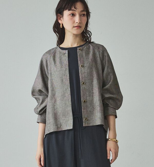 qualite「ラメリネンフォルムブルゾン」|ブルゾン・スタジャン|