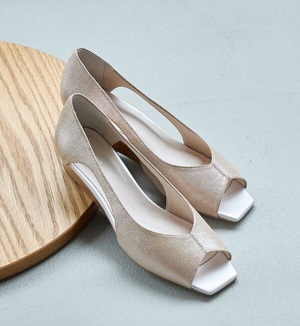 AU BANNISTER「【オープントゥ】バタフライカットウェッジソールパンプス【予約】」|パンプス|シャンパンゴールド