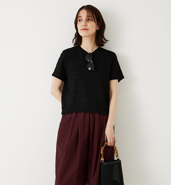 abahouse mavie「シャーリングボーダーTシャツ」|Tシャツ・カットソー|