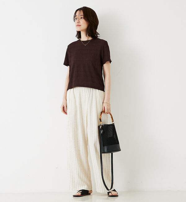 abahouse mavie「シャーリングボーダーTシャツ」|Tシャツ・カットソー|