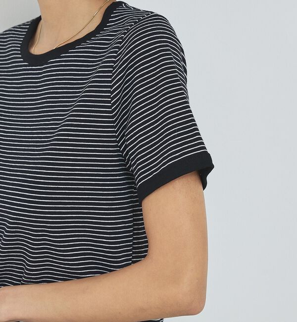 abahouse mavie「【リンガーT】ボーダーコンパクトTシャツ/夏服/半袖/スタイルアップ【予約】」|Tシャツ・カットソー|