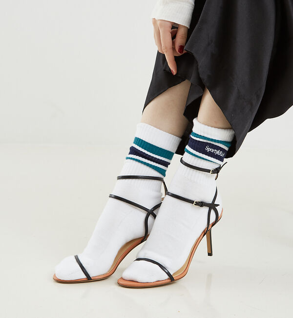 The Store by C' 「【Sporty&Rich】Serif Logo Striped Socks／ロゴ」|ソックス|