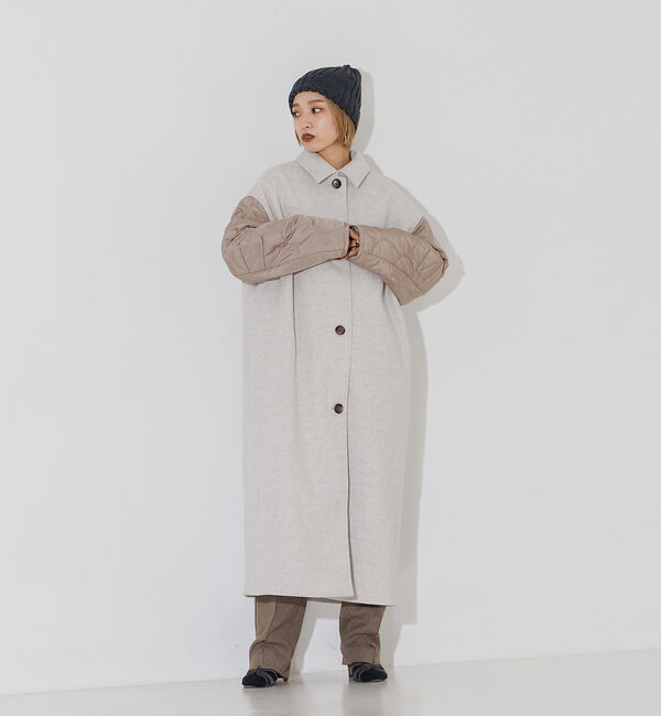 NOMINE「袖キルティングステンカラーコート」|ステンカラーコート|