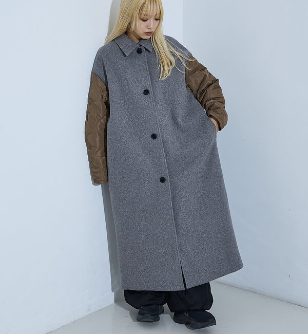 NOMINE「袖キルティングステンカラーコート」|ステンカラーコート|